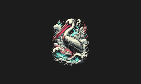 Illustration for Pelican on cloud vector illustration artwork design - Royalty Free Image