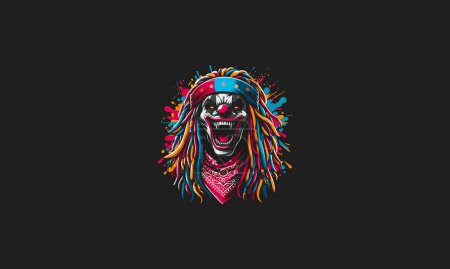 Illustration for Head clown angry with dreadlocks vector artwork design - Royalty Free Image