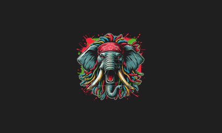 head elephant with dreadlocks angry vector artwork design