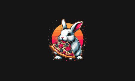 conejo comer pizza vector ilustración diseño de obras de arte