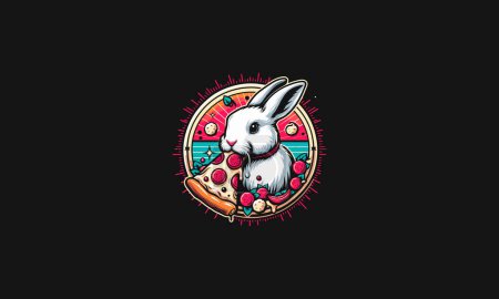 Ilustración de Conejo comer pizza vector ilustración diseño de obras de arte - Imagen libre de derechos