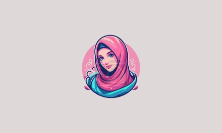 Illustration for Beautiful women wears a headscarf vector flat design - Royalty Free Image