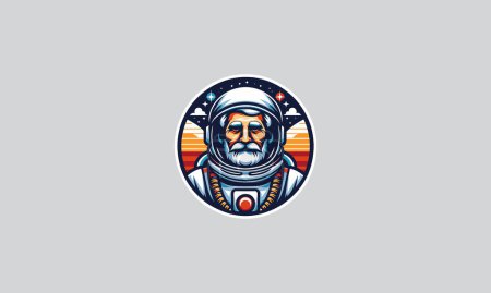 old man wearing astronaut helmet vector flat design