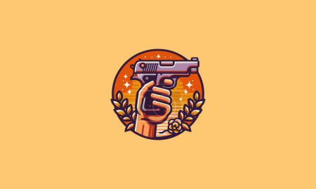 Ilustración de Mano mantenga pistola vector ilustración logo diseño - Imagen libre de derechos