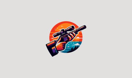 hand hold sniper vector illustration logo design