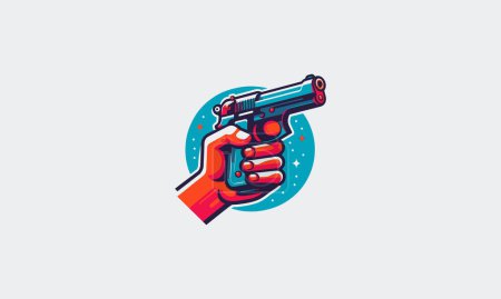 main tenir pistolet vecteur illustration logo design