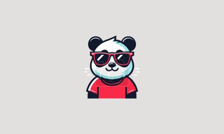 Téléchargez les illustrations : Panda portant une illustration vectorielle en verre solaire logo design - en licence libre de droit
