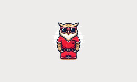 character owl wearing sun glass vector mascot design