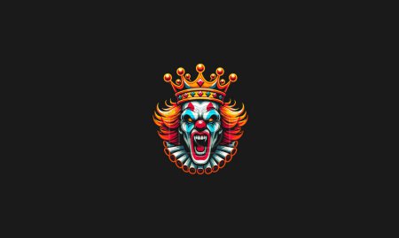 clown angry wearing crown vector flat design