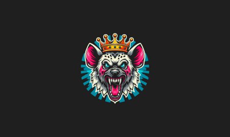 hyena angry wearing crown vector illustration artwork design