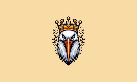 Illustration for Head stork wearing crown vector logo design - Royalty Free Image