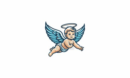 flying baby angel with wings vector mascot flat design