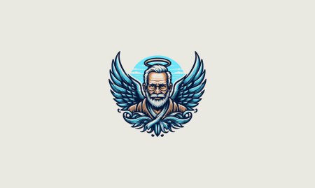 flying old man with wings vector artwork design