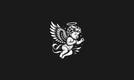 flying baby angel with wings vector mascot flat design