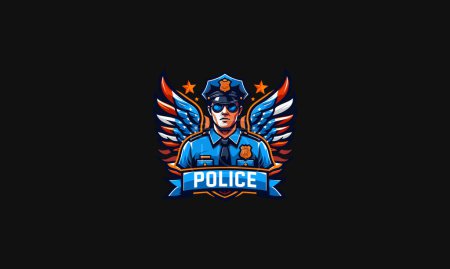 police with wings vector illustration logo design