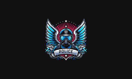 police with wings vector illustration logo design