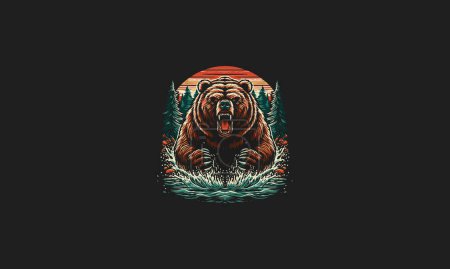 beer roar on forest vector illustration artwork design