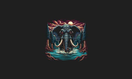 Illustration for Elephant roar on forest vector artwork design - Royalty Free Image