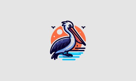 pelican vector illustration logo flat design