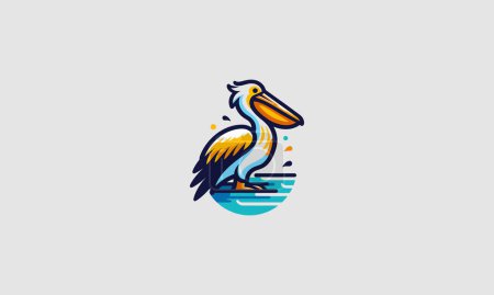 pelican vector illustration logo flat design