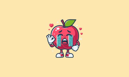 character apple cry vector illustration flat design