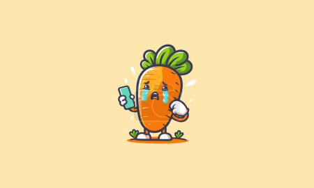 Illustration for Character carrot cry vector illustration mascot flat design - Royalty Free Image