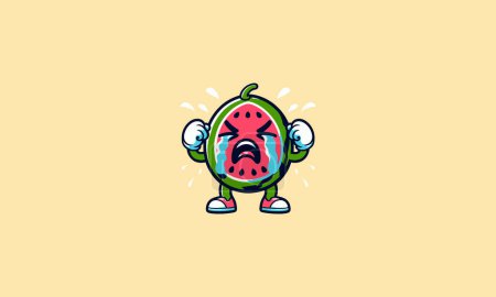 character watermelon cry vector illustration mascot flat design