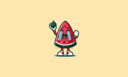 Charakter Wassermelone Weinen Vektor Illustration Maskottchen flaches Design