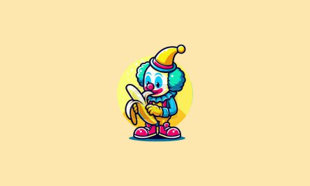Clown essen Bananen Vektor Illustration flaches Design