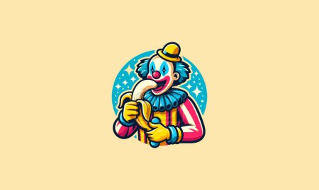 clown eat banana vector illustration flat design