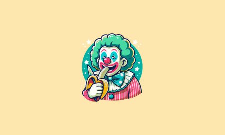 Clown essen Bananen Vektor Illustration flaches Design