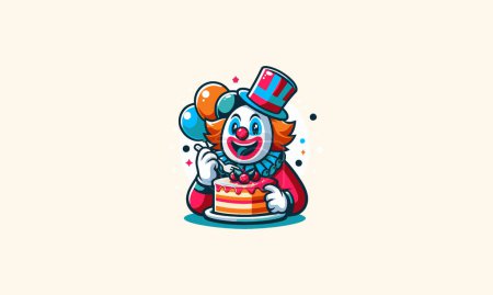 clown eat cake vector mascot flat design