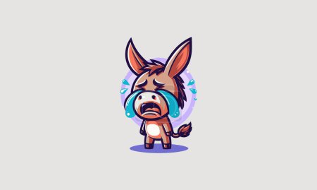 the donkey is crying vector illustration flat design