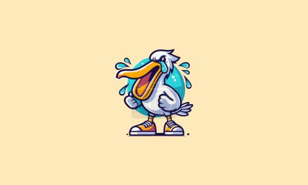 Ilustración de Pelícano lindo grito vector ilustración mascota diseño - Imagen libre de derechos