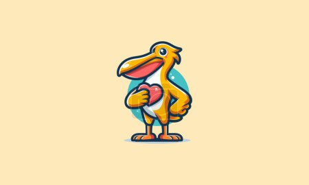 Ilustración de Pelícano lindo grito vector ilustración mascota diseño - Imagen libre de derechos