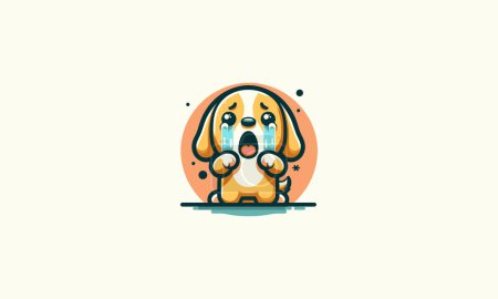 Hund weinen Vektor Illustration Maskottchen-Design