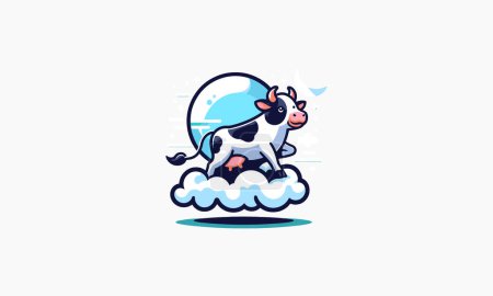 vaca en la nube vector ilustración diseño plano