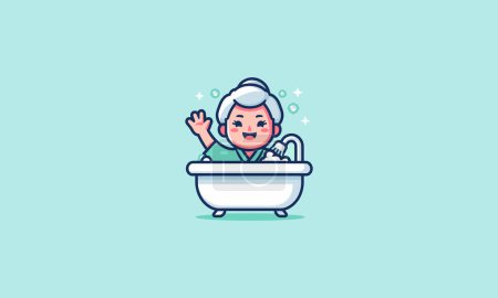 ancianas en bañera vector diseño plano
