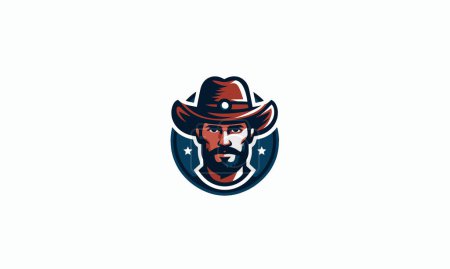 homme portant chapeau cowboy vecteur plat logo design