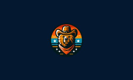 Illustration for Head grizzly wearing hat cowboy vector mascot design - Royalty Free Image