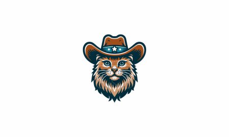 cat angry wearing hat cowboy vector mascot design