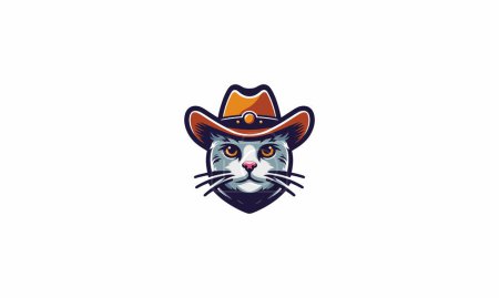 gato enojado usando sombrero vaquero vector mascota diseño