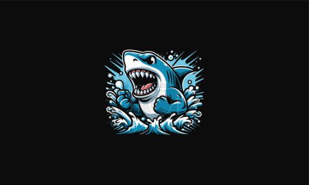 cabeza tiburón enojado vector ilustración diseño de obras de arte