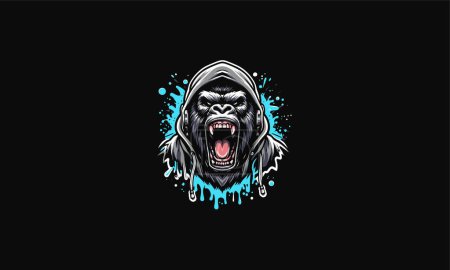 Illustration for Head gorilla angry vector artwork design - Royalty Free Image