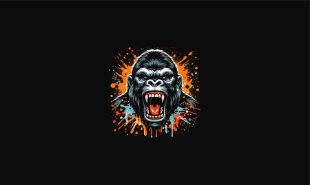 head gorilla angry vector artwork design