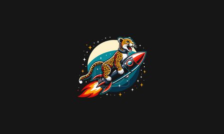 guepardo cabalgando cohete vector logo diseño
