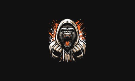 gorille en colère vêtu de sweat à capuche vectoriel illustration design