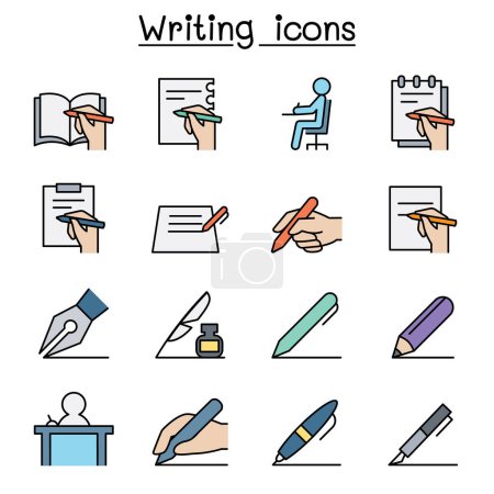 Ilustración de Escribir icono de línea de color conjunto - Imagen libre de derechos