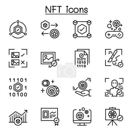 Ilustración de Icono de NFT en stlye de línea delgada - Imagen libre de derechos