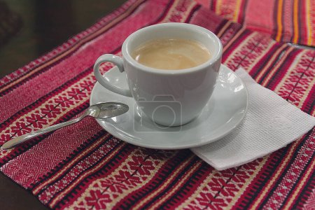 Photo for A cup of coffee and a traditional handbrake in a Ukrainian cafe - Royalty Free Image